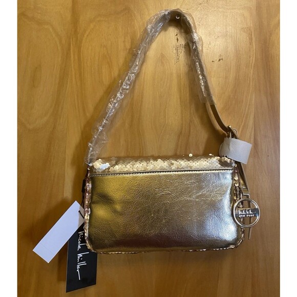Nicole Miller Gold Sequin Shoulder Bag Size Small Appx. 9"x6"x1.5" RETAIL $60.00 - Picture 7 of 13